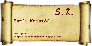 Sárfi Kristóf névjegykártya